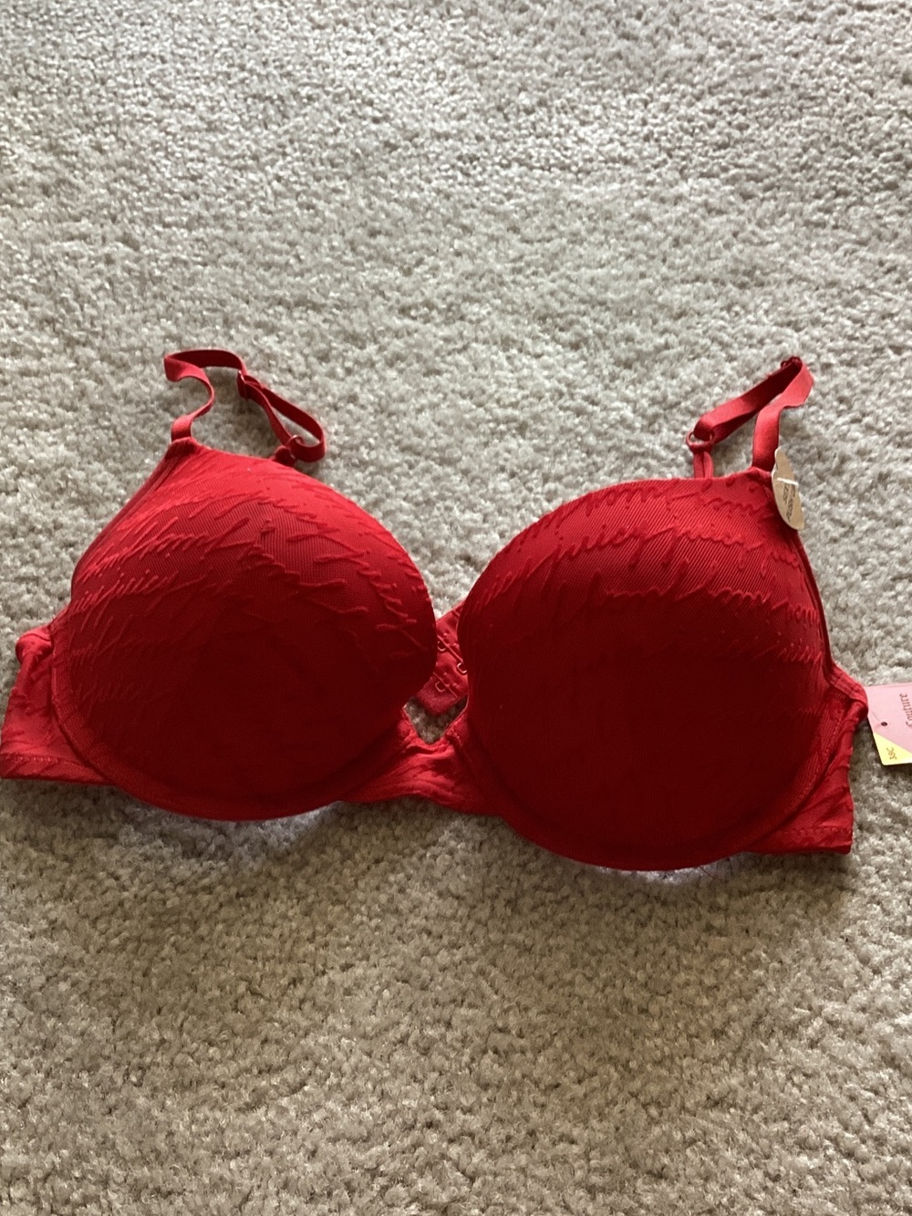 Juicy Couture Red Molded Push-Up Bra, 38C